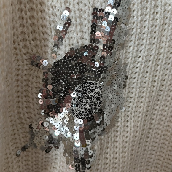 Women’s Cato Sweater Cream with Silver Sequins, Large - Picture 2 of 7